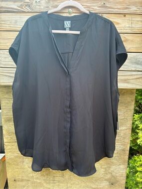 Worthington Women’s Black V-Neck Short Sleeve Blouse Size 2X NWT